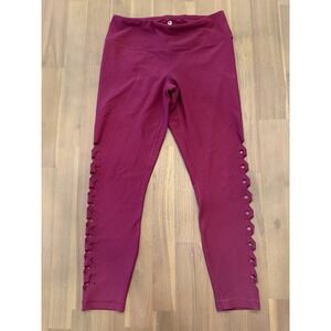 90 Degree By Reflex Burgundy Lattice Cutout Leggings Womens M Yoga Pants